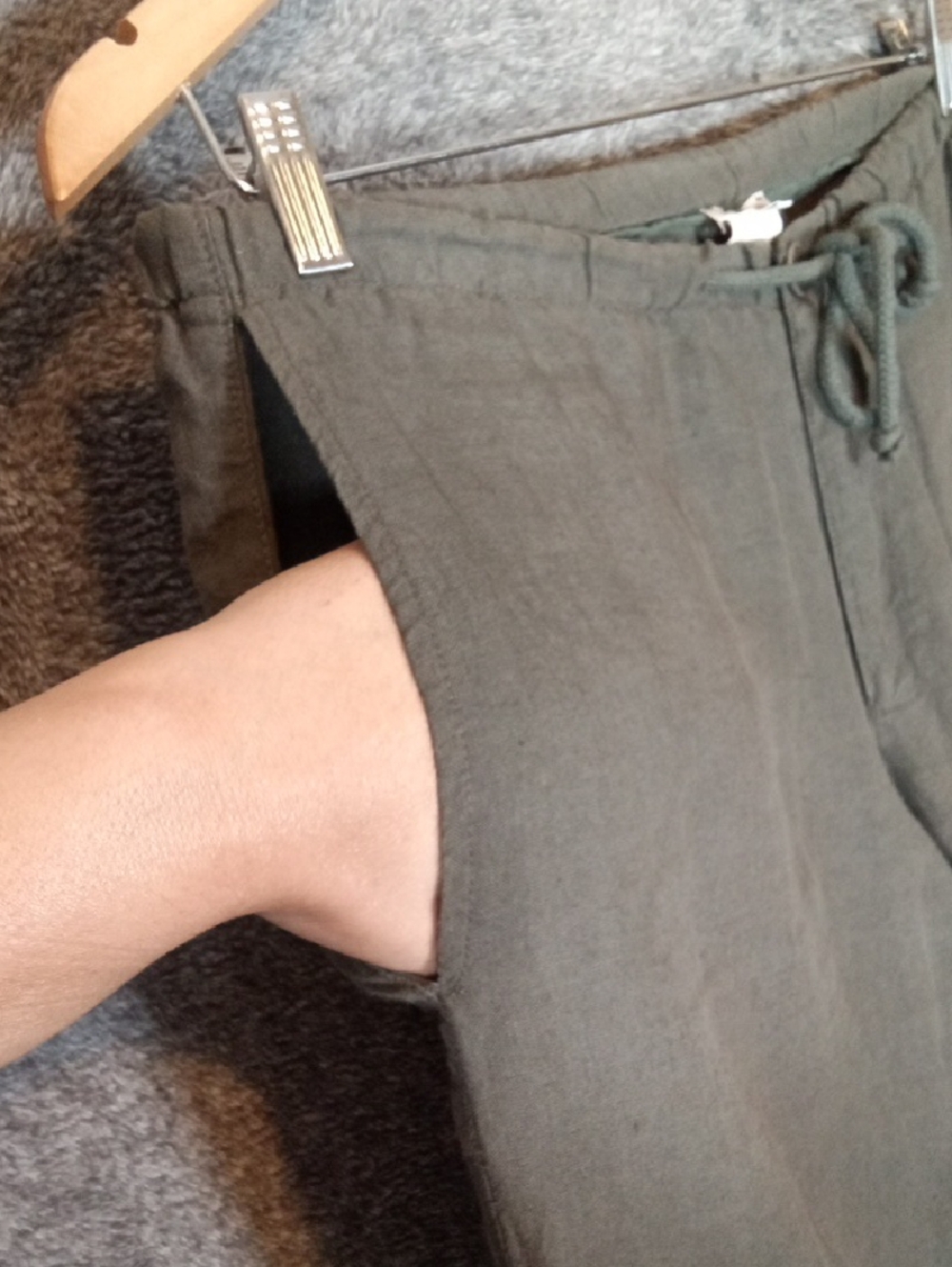 P.A.R.O.S.H Italian Linen Casual Chick Olive Green Resortwear Coastal Pants XL - Picture 6 of 12